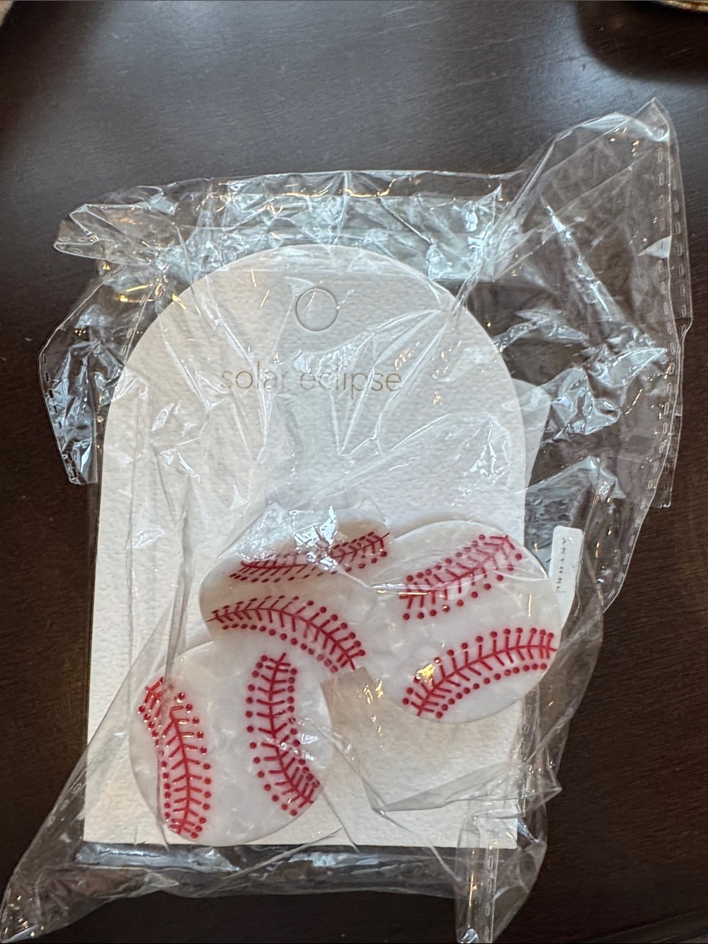 Baseball Stitch Hairclip - White & Red